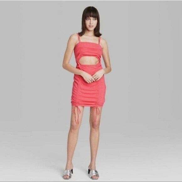 Wild FABLE Women Sleeveless Cut Out Ruched Mini Dress Coral Size XXL - Picture 1 of 11